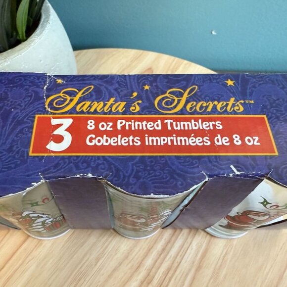 Set Of 3 Christmas Santa Drinking Glasses Holiday Pattern - Picture 3 of 6